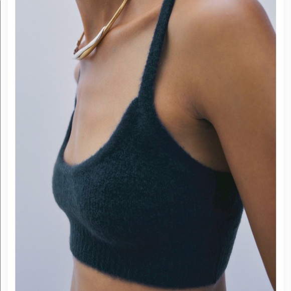 NWT Zara Fuzzy Navy Blue Soft Texture Cropped Top π - Picture 7 of 9